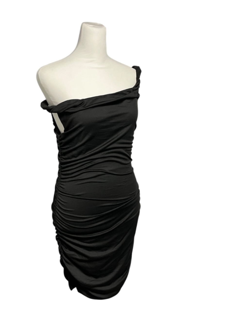 Hello Molly In The Cart Black Off Shoulder Side Ruched Mini Dress Size 6 NWT - Picture 5 of 11